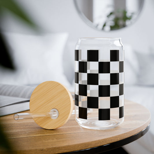 Checkered Black Glass Cup