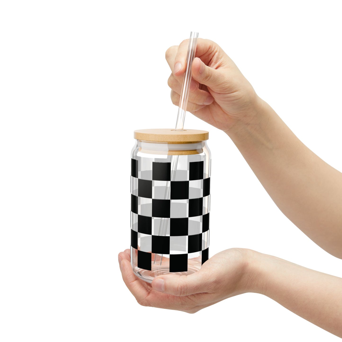 Checkered Black Glass Cup