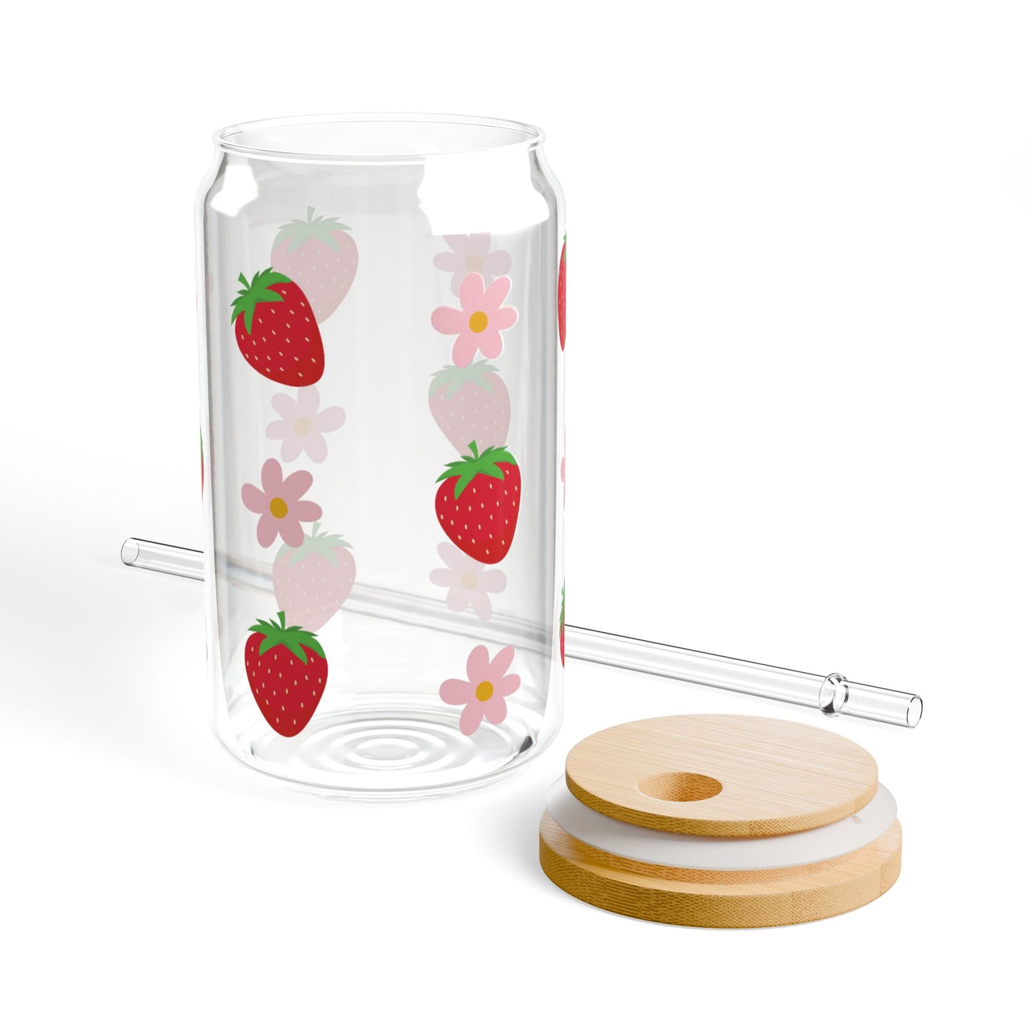 Strawberry Flower Glass Cup