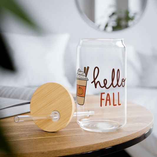 Hello Fall Glass Cup