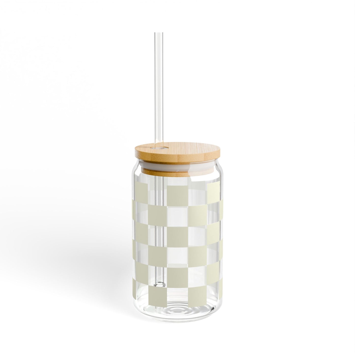 Checkered Beige Glass Cup