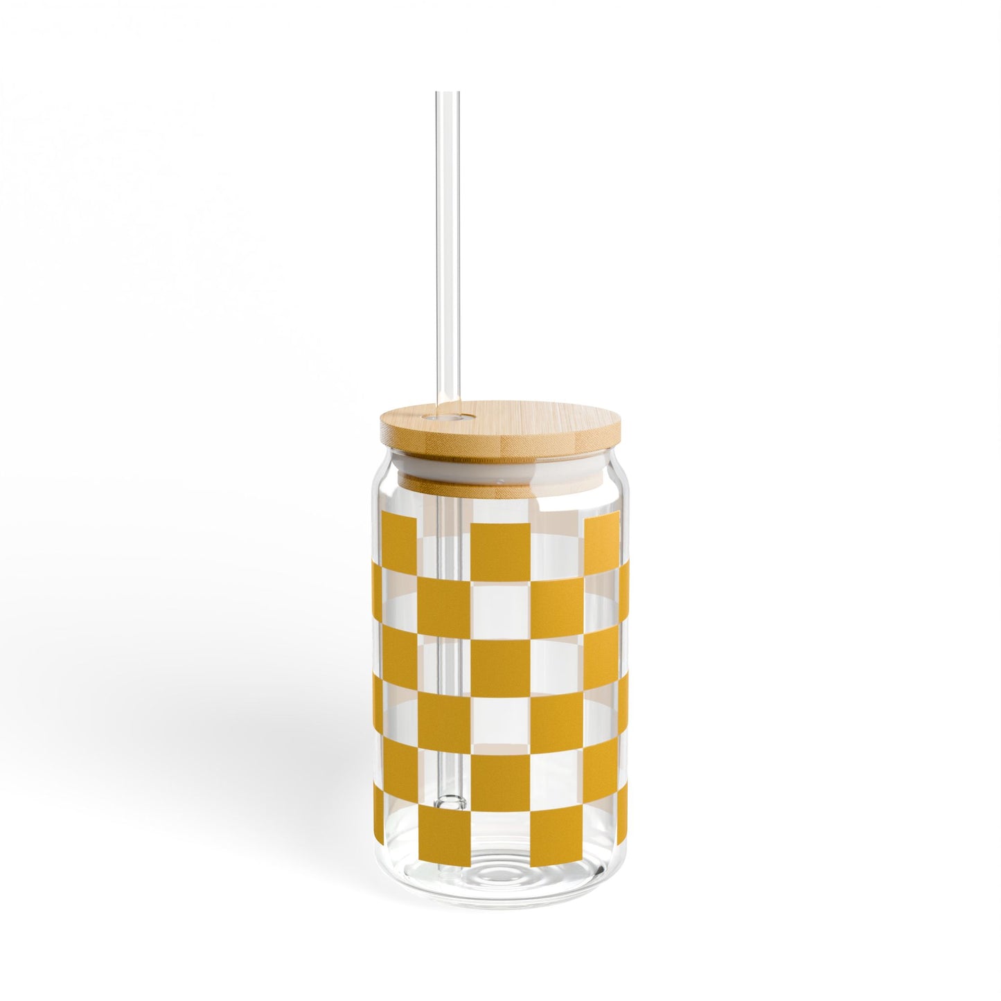 Checkered Buttercup Glass Cup