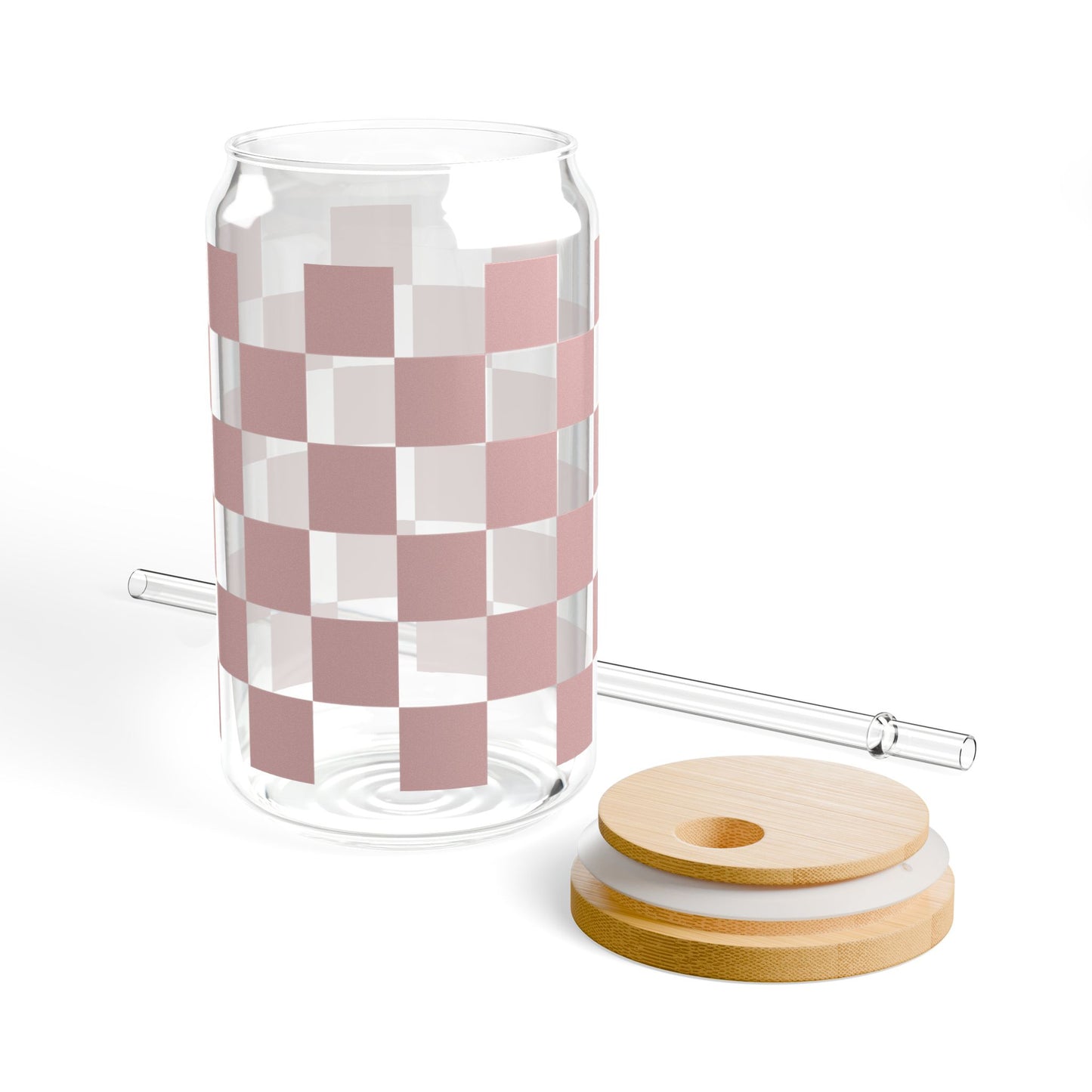 Checkered Cavern Pink Glass Cup