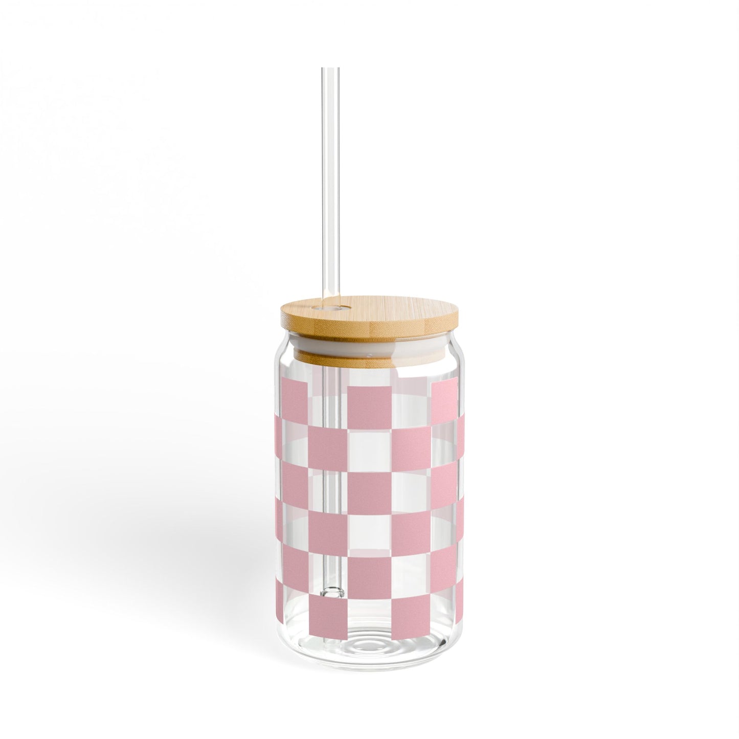 Checkered Pink Glass Cup