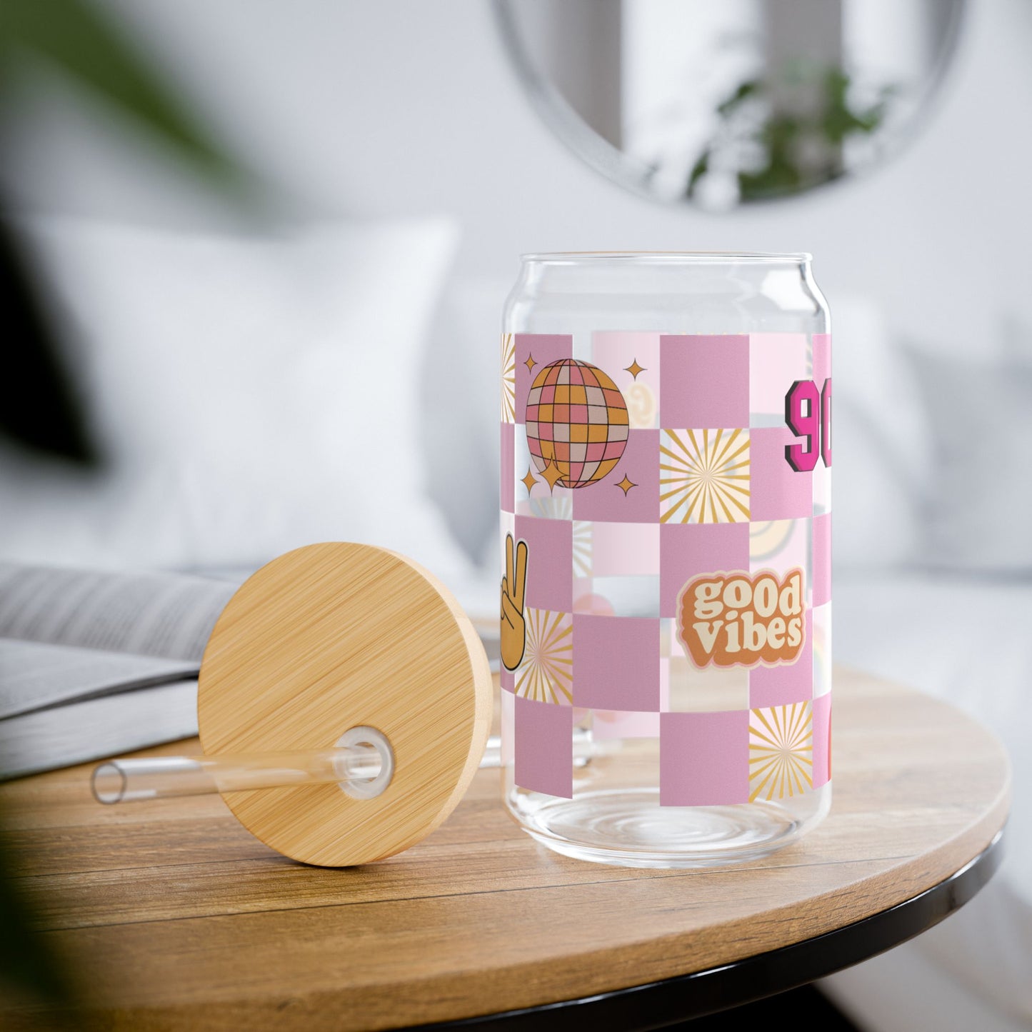 Retro Checkered Glass Cup