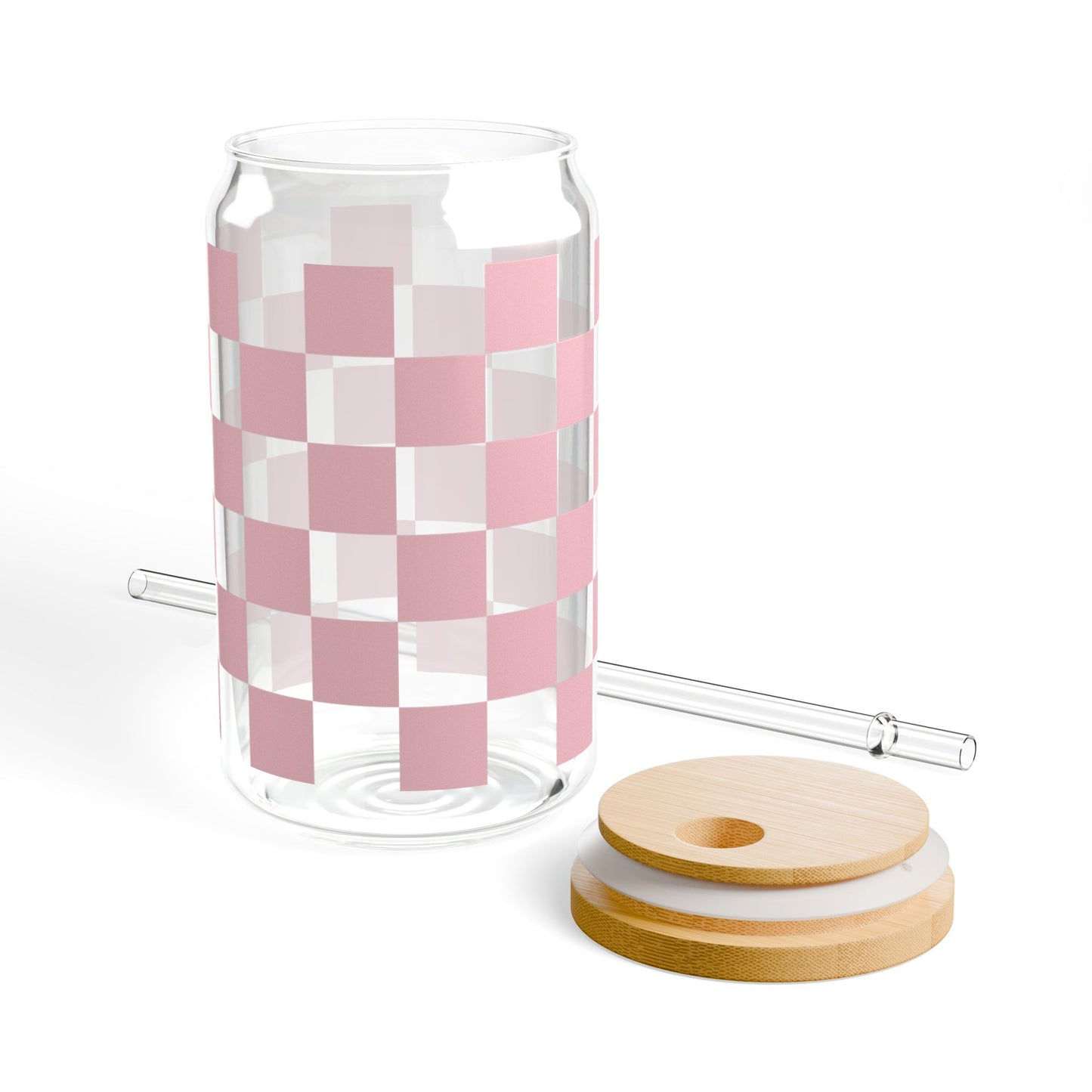 Checkered Pink Glass Cup