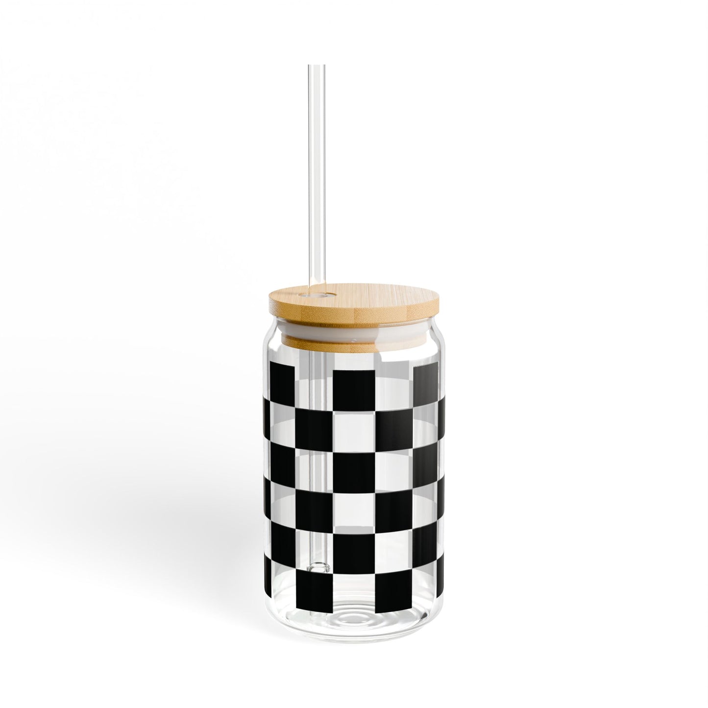 Checkered Black Glass Cup