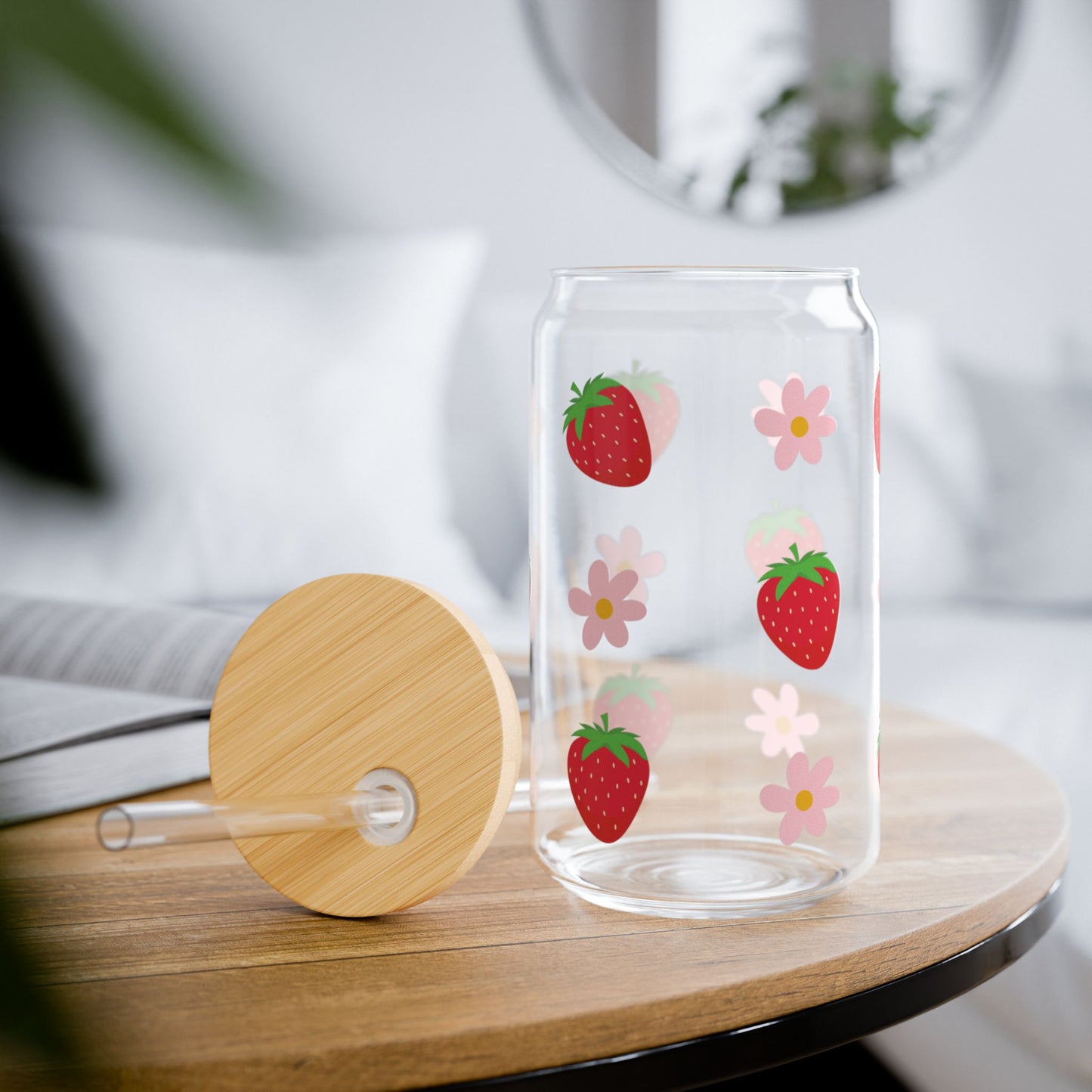 Strawberry Flower Glass Cup