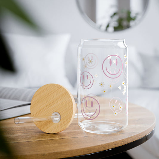 Smiley Daisy Glass Cup