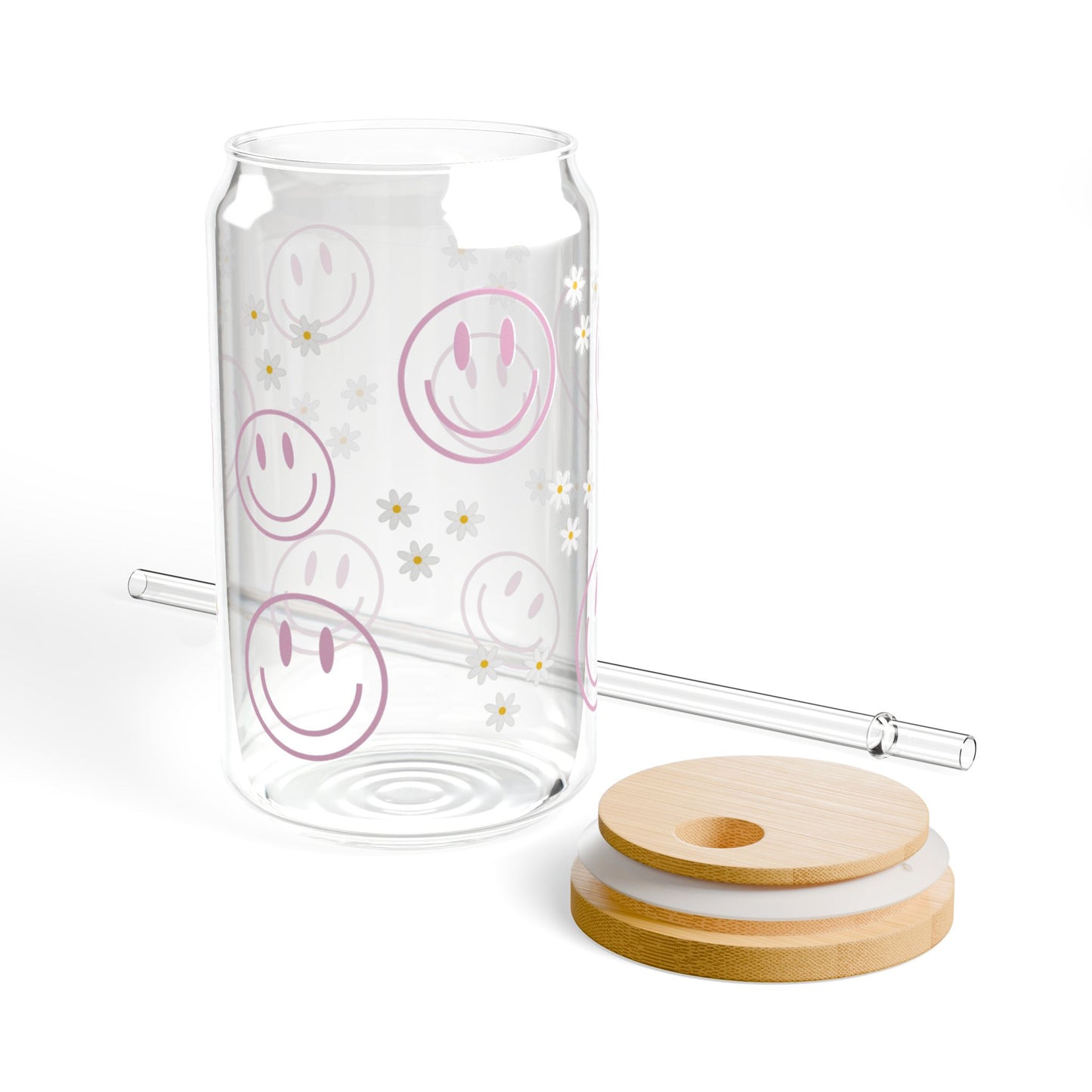 Smiley Daisy Glass Cup