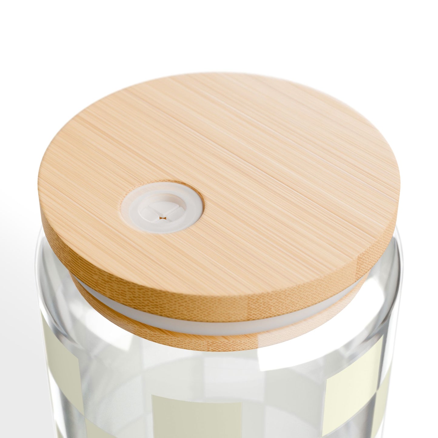 Checkered Beige Glass Cup