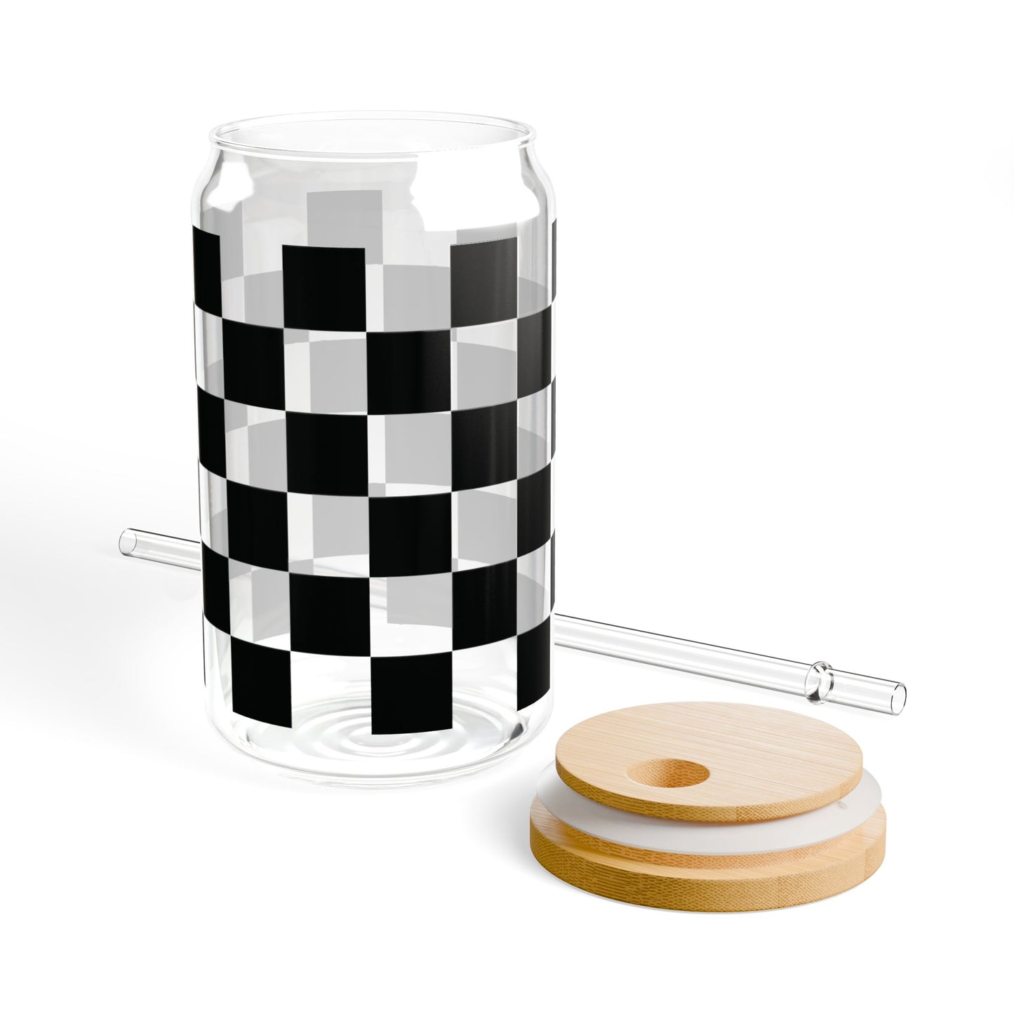 Checkered Black Glass Cup