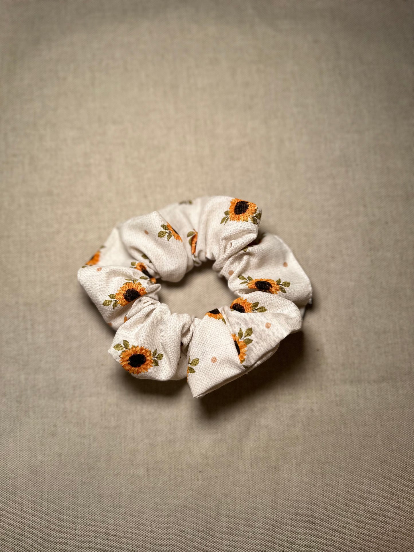 Creamy Sunflower Cotton Scrunchie