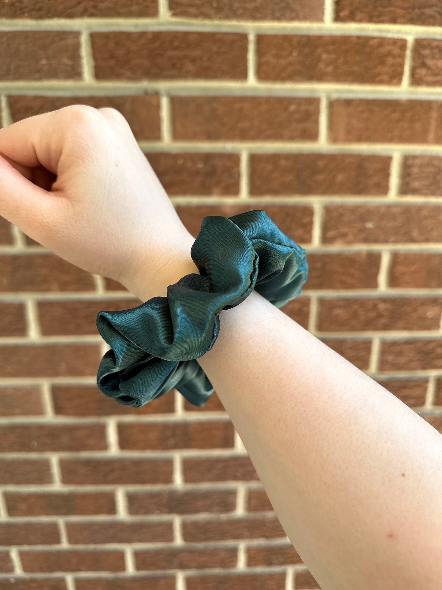 Hunter Green Satin Scrunchie