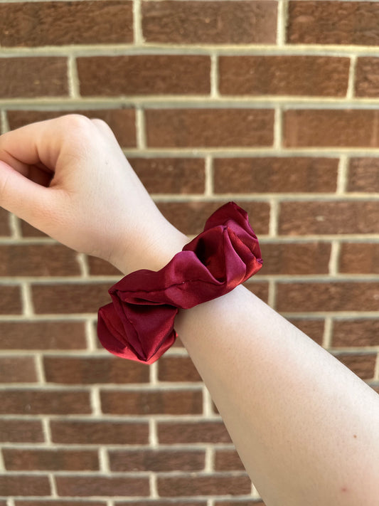 Burgundy Satin Scrunchie