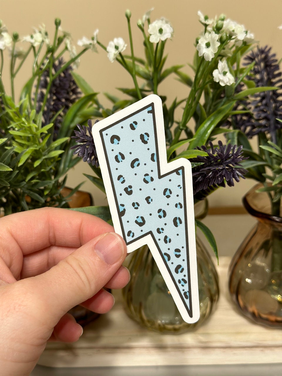 Cheetah Print Lightning Bolt Sticker